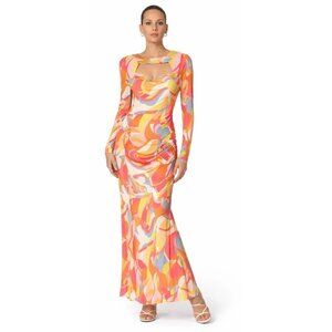 NWOT Boston Proper XS sequin cutout neckline ruched maxi dress Groovy Hippie